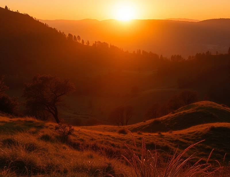 Scenic landscape photograph taken during the golden hour